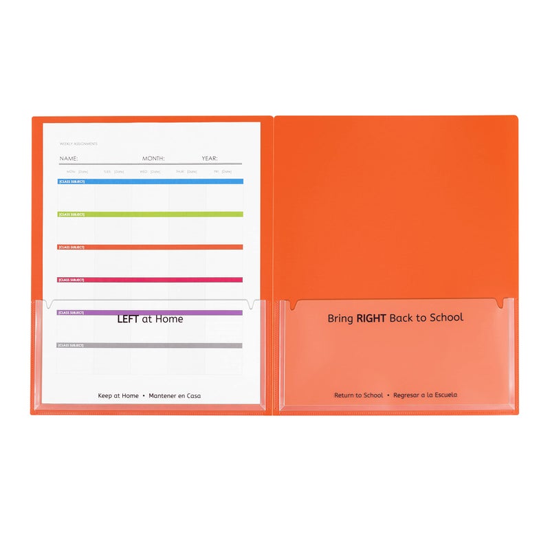 C-Line Classroom Connector School-to-Home Folders, Orange, 25 per Box (32002) - Image 3